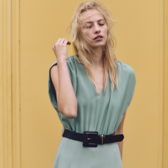 BRAND NEW ZARA BELTED JUMPSUIT WITH GATHERED SHOULDERS - Picture 1 of 7